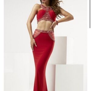 Jasz Couture 5954 Strappy Beaded 2 Piece Gown